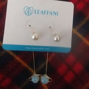 Leaffani dangle planet pearl gold galaxy earrings